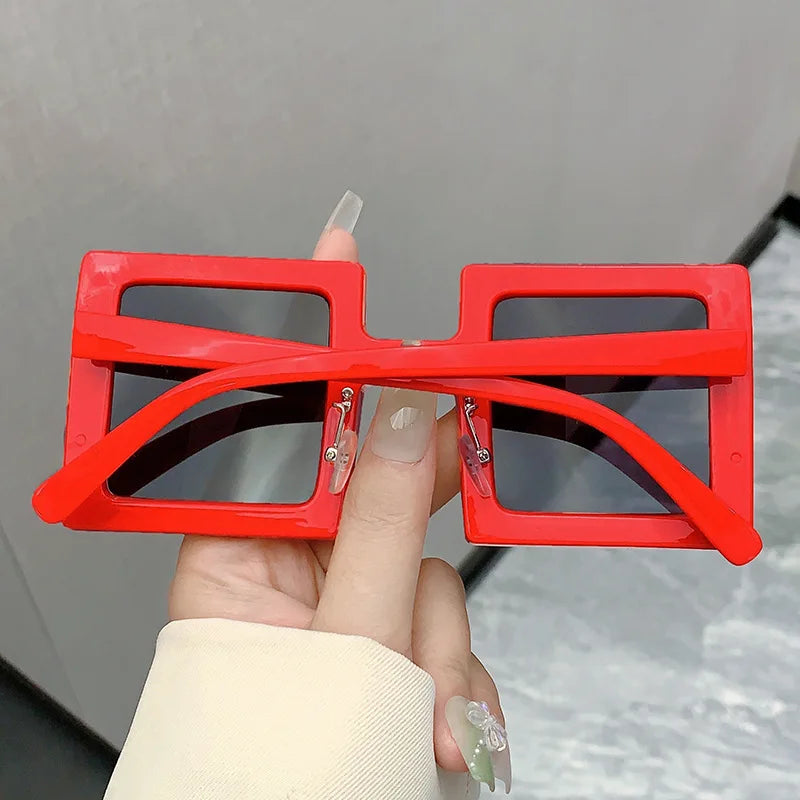 Square Punk Outdoor Oversized Sunglasses red