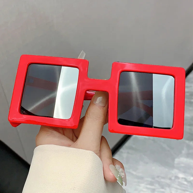 Square Punk Outdoor Oversized Sunglasses red