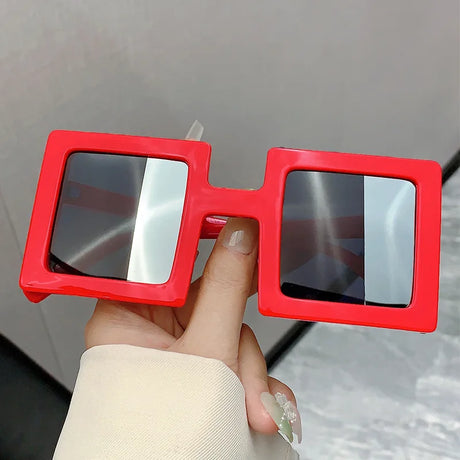 Square Punk Outdoor Oversized Sunglasses red