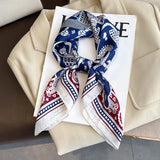 Blue Square Silk Feeling Scarf 70X70cmPrint Bandana Satin Hijab