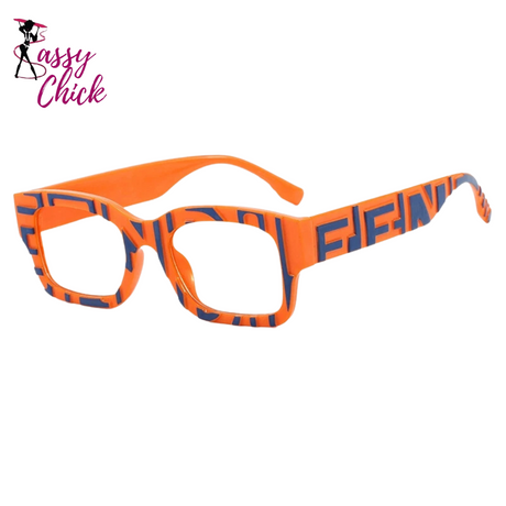 Square Stripe Resin Reading Glasses For Women Sassy Chick Logo