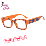 Square Stripe Resin Reading Glasses For Women Sassy Chick Logo