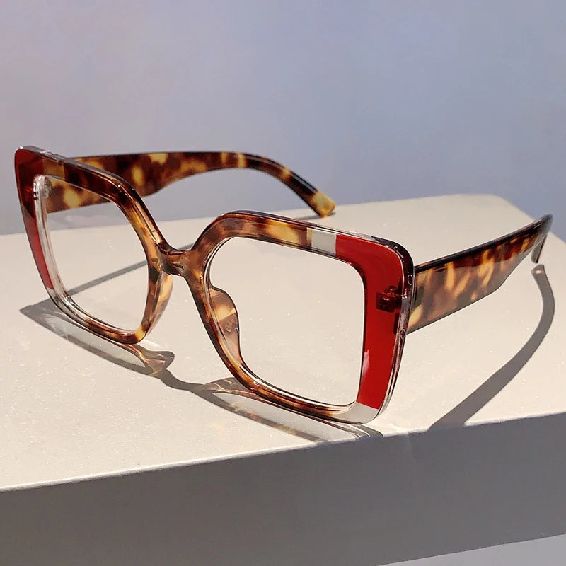 Leopard Square Women Stylish Oversize Multicolor Glasses