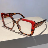 Red Leopard Square Women Stylish Oversize Multicolor Glasses