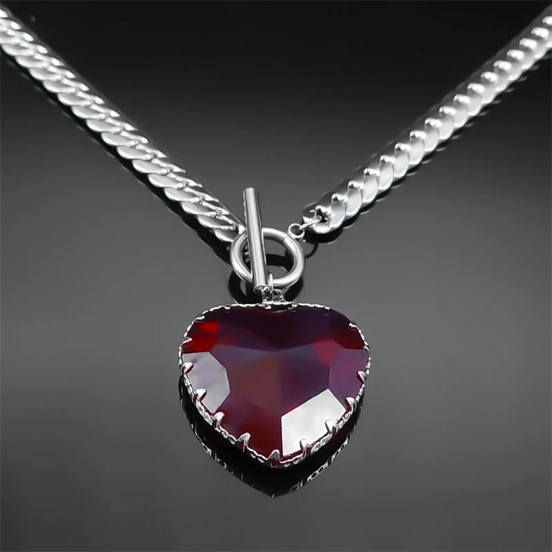 Stainless Steel Heart Necklace Choker