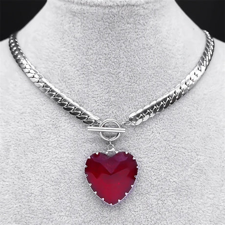 Stainless Steel Heart Necklace Choker