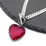 Stainless Steel Heart Necklace Choker red