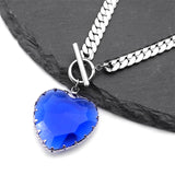 Stainless Steel Heart Necklace Choker blue