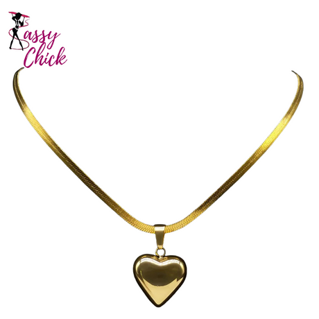 Stainless Steel Heart Pendant Necklace Sassy Chick Logo