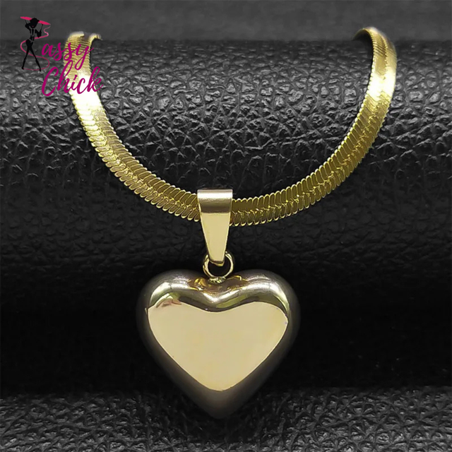 Stainless Steel Heart Pendant Necklace Sassy Chick Logo