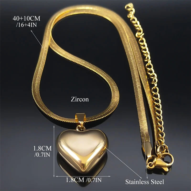 Size of Stainless Steel Heart Pendant Necklace