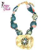 Statement Beads with Geometry Pendant Jewelry Sassy Chick Logo
