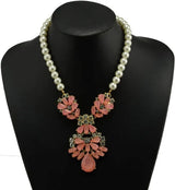 Statement Bronze Resin Gem Rhinestone Crystal Necklace