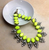 Yellow Statement Bronze Resin Gem Rhinestone Crystal Necklace
