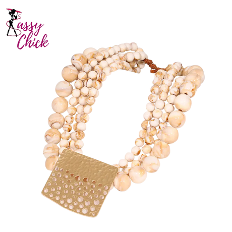 Statement Geometry Pendant Beads Necklace Sassy Chick Logo