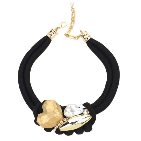 Black Statement Necklace with Bling Heart Party Jewelry