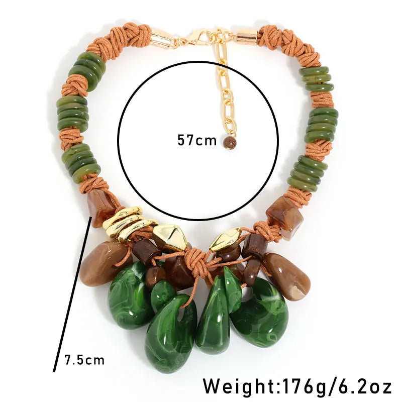 Size of Statement Retro Ethnic Style Laminated Beads Necklace