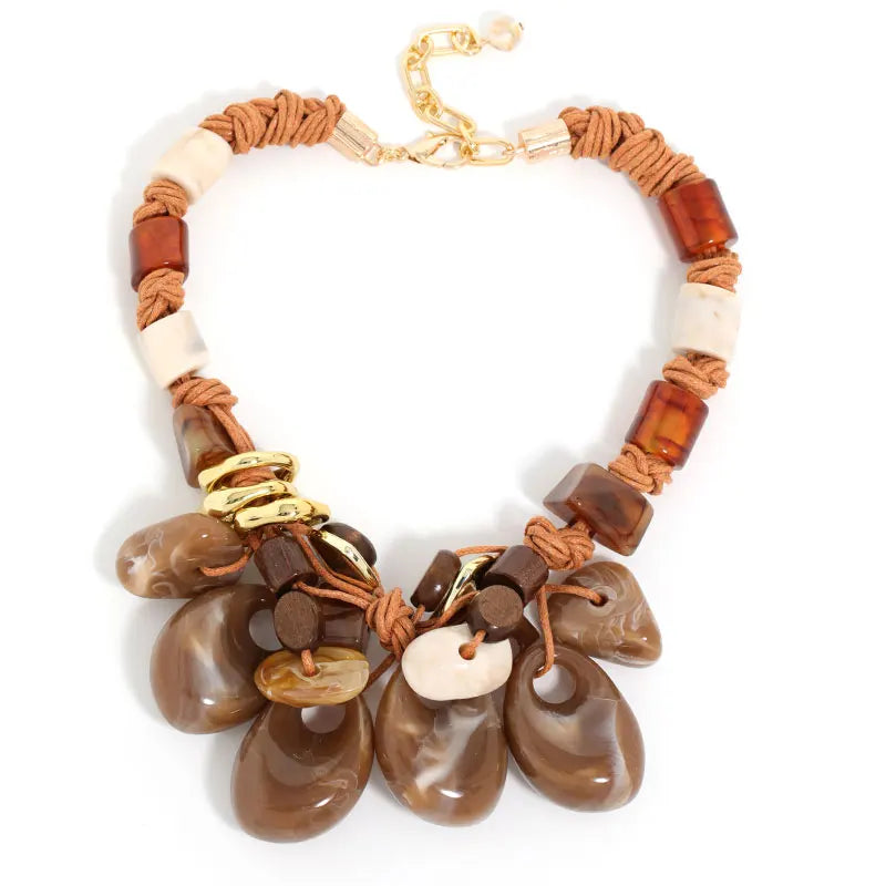 Statement Retro Ethnic Style Laminated Beads Necklace