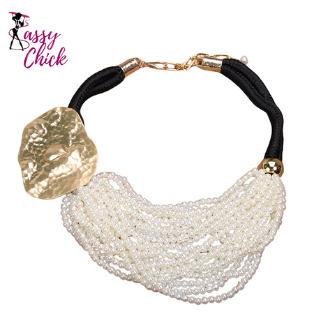 Statement Vintage Pearls Necklace Sassy Chick Logo