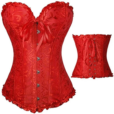 Steampunk Lace Up boned Clothing Plus Size Corsets Front Back Red
