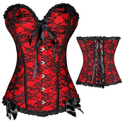 Steampunk Lace Up boned Clothing Plus Size Corsets Front Back Red