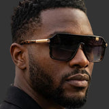 Model Using Steampunk Oversized Metal Big Frame Sunglasses