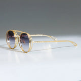 Steampunk Retro Flat Top Metal Chain Sunglasses