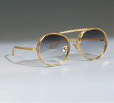 Steampunk Retro Flat Top Metal Chain Sunglasses