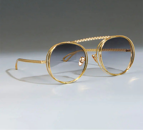 Steampunk Retro Flat Top Metal Chain Sunglasses