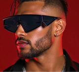 Model using Steampunk Wind Proof Cycling Irregular Sunglasses