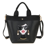 black woman face design handbag