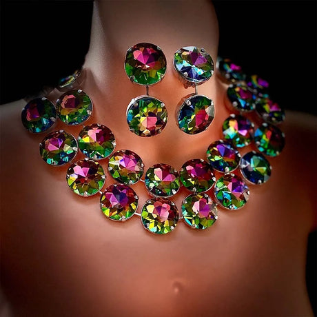 model using Stonefans Double Layer Necklace