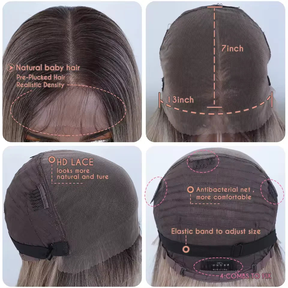 Size and details of Straight 13x7 Lace Frontal 30 Inch Synthetic Wig