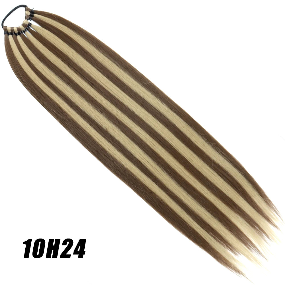 Straight 24Inch Ponytail Synthetic Extensions