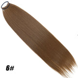 Brown Straight 24Inch Ponytail Synthetic Extensions