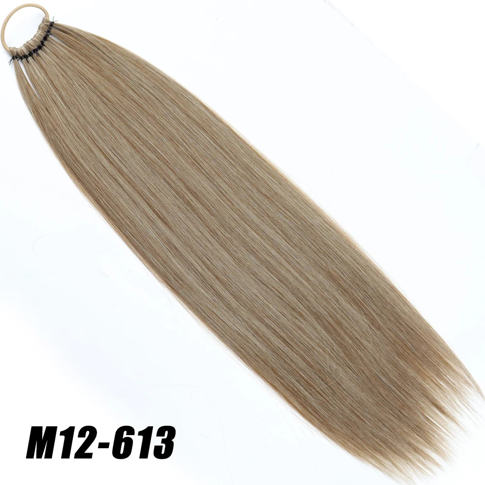Blonde Straight 24Inch Ponytail Synthetic Extensions