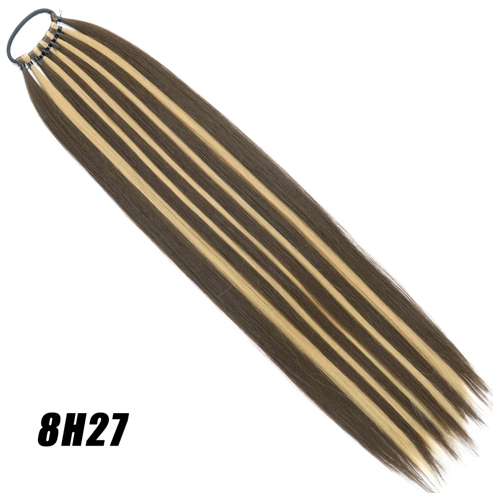 Straight 24Inch Ponytail Synthetic Extensions