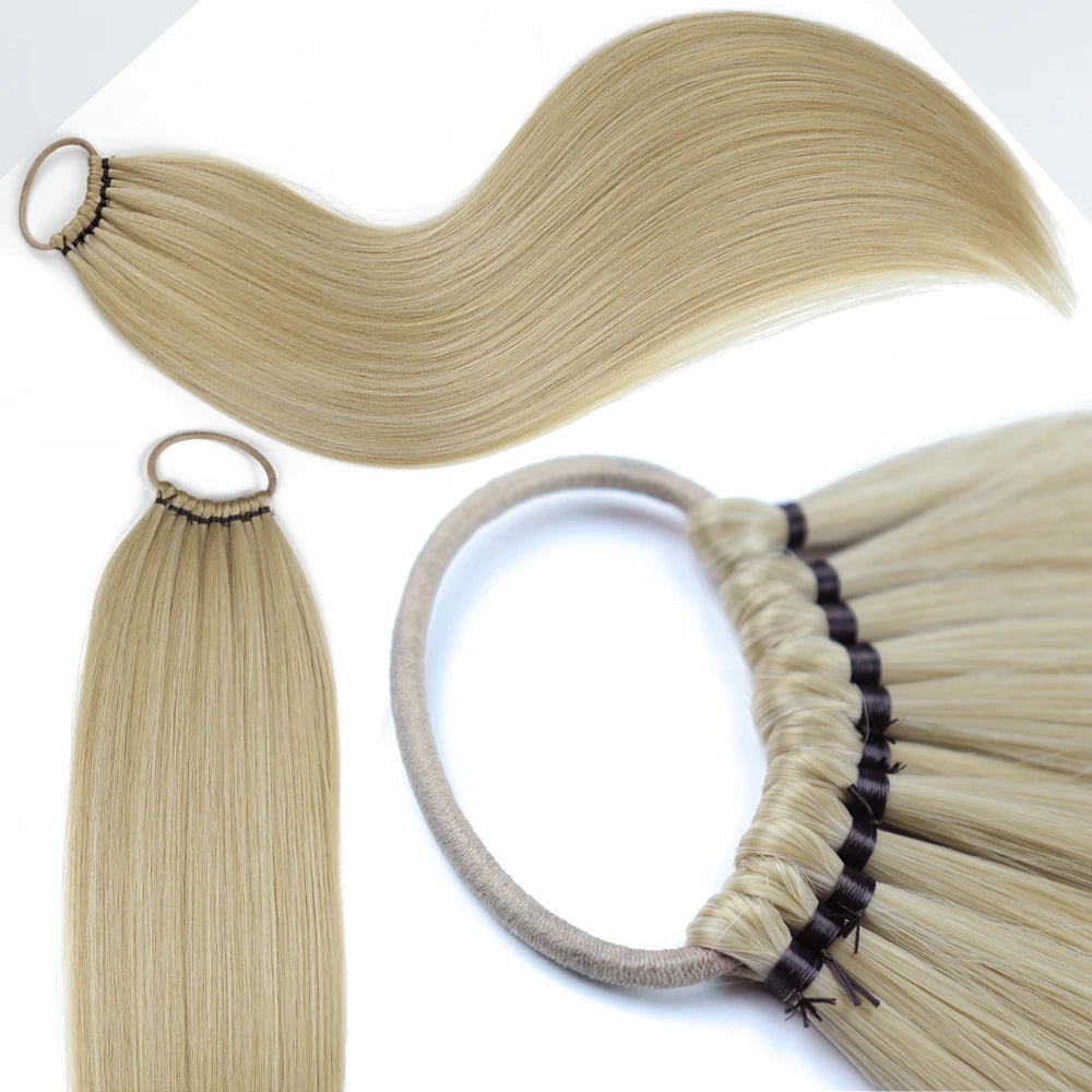 Blonde Straight 24Inch Ponytail Synthetic Extensions