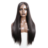 Black Straight 28 Inch Heat Resistant Synthetic Lace Front Wigs