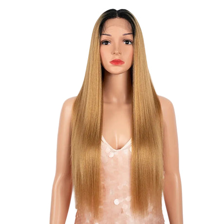 Blonde Straight 28 Inch Heat Resistant Synthetic Lace Front Wigs