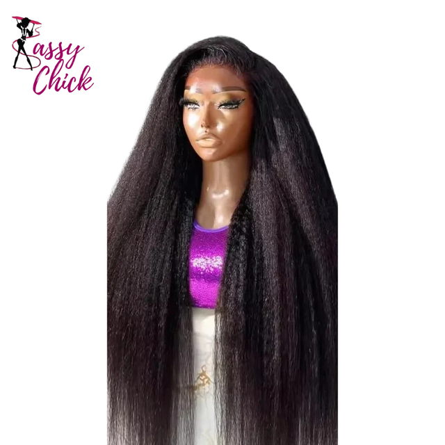 Straight 360 HD Lace Kinky Human Hair Front Wigs Sassy Chick Logo