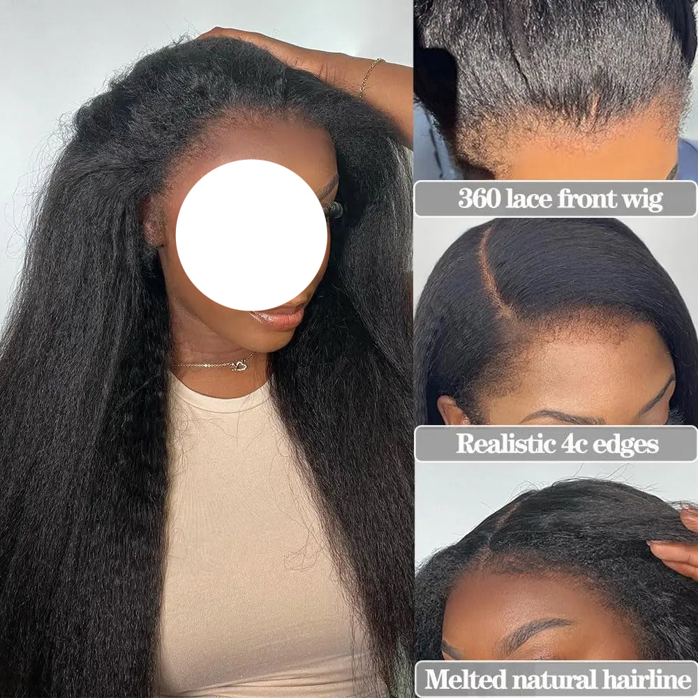 Straight 360 HD Lace Kinky Human Hair Front Wigs