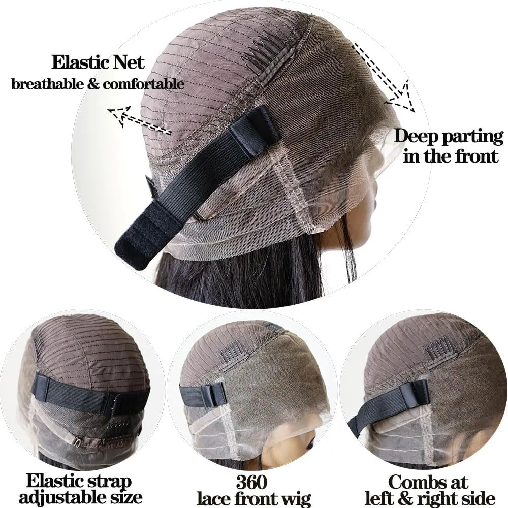 Straight 360 HD Lace Kinky Human Hair Front Wigs