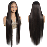 Black Straight 36 Inch Long Synthetic Lace Front Wigs For Women