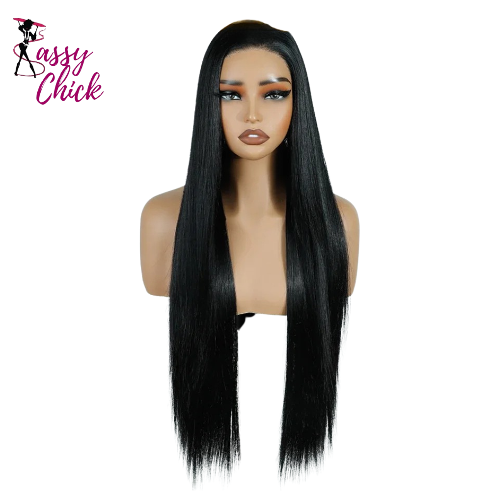 Straight Black Wear and Go Synthetic Lace Front Wigs Sassy Chick Logo