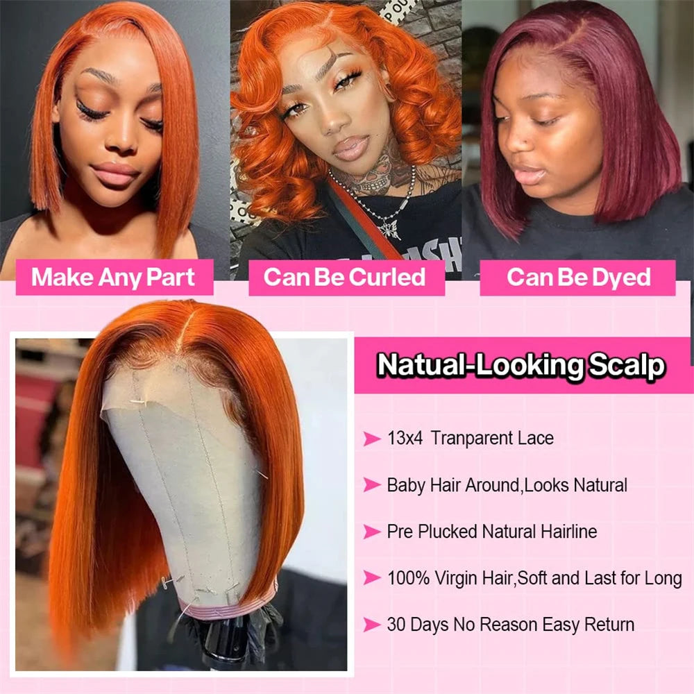 Details of Straight Bob Colored 13x4 Full Lace 100% Human Hair