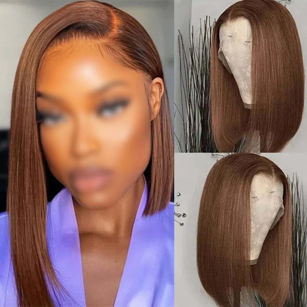 Brown Straight Bob HD Lace Frontal Human Hair 13x4 Wigs