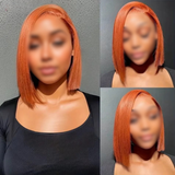 Orange Straight Bob HD Lace Frontal Human Hair 13x4 Wigs
