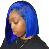 Blue Straight Bob HD Lace Frontal Human Hair 13x4 Wigs
