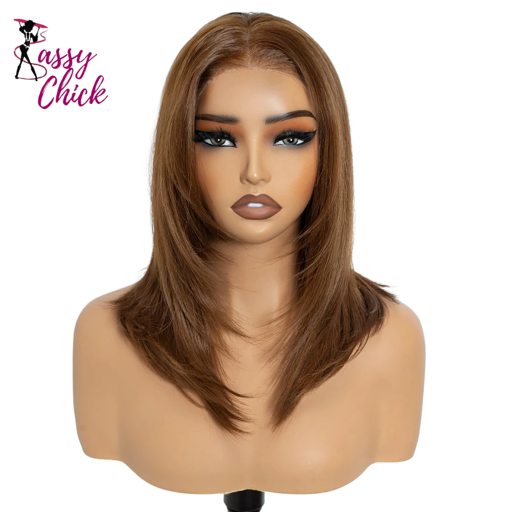 Straight Bob Layered Lace 13X3 Synthetic Lace Front Wigs Sassy Chick Logo